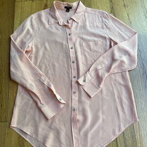 Ann Taylor Sheer Pink Button Down Shirt Classic Design